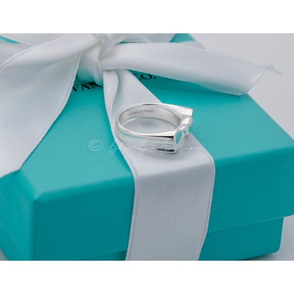 Tiffany & Co. Vintage Ring Elsa Peretti Promise Double Heart Band Silver Size 5 - Picture 4 of 8